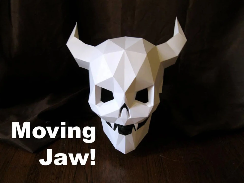 Devil Skull Mask with Moving Mouth for Halloween - DIY Pattern With Just Paper and Glue! | Halloween Mask | Demon Skull Devil Skull Mask with Moving Mouth for Halloween - DIY Pattern With Just Paper and Glue! | Halloween Mask | Demon Skull