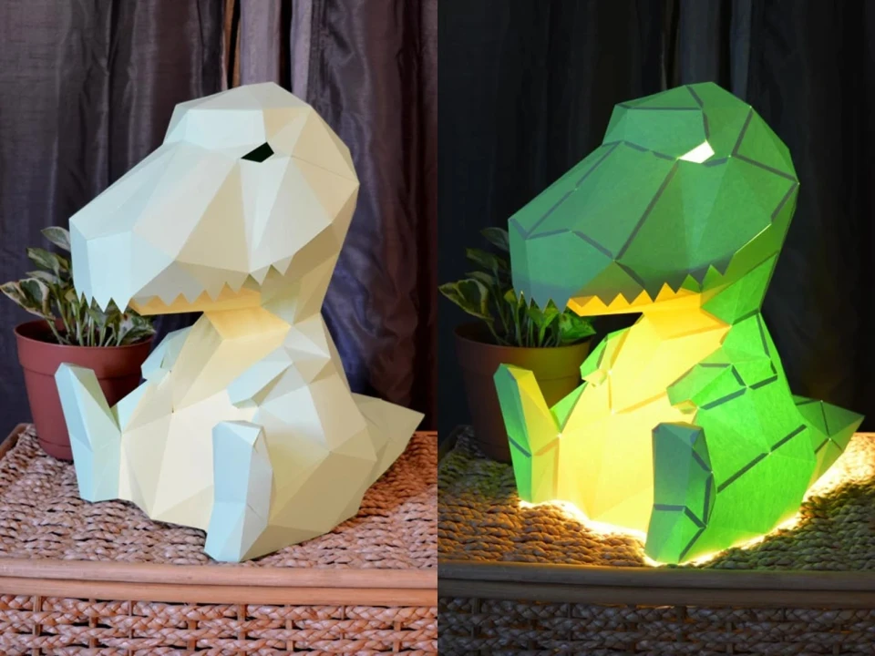 T-Rex Lamp Papercraft Pattern | DIY Project | Table Lamp | Paper Lantern T-Rex Lamp Papercraft Pattern | DIY Project | Table Lamp | Paper Lantern