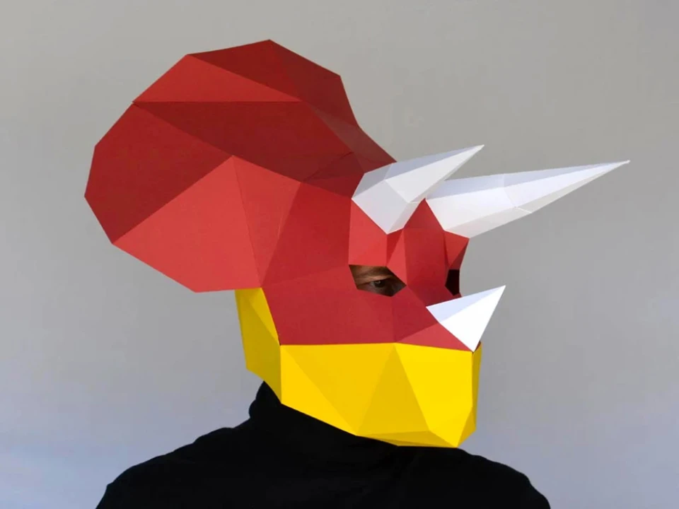 Dinosaur Mask - Triceratops | Great Dinosaur Birthday Fun! | Halloween Mask | Triceratops Mask | Dinosaur Birthday | Paper Mask Dinosaur Mask - Triceratops | Great Dinosaur Birthday Fun! | Halloween Mask | Triceratops Mask | Dinosaur Birthday | Paper Mask