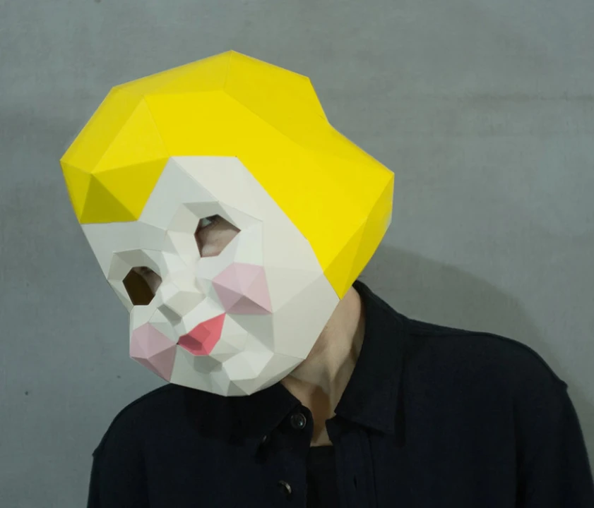 Cupid Paper Mask, Halloween party, DIY Angel Head, Baby face ,Instant Pdf, PaperMask, 3D Polygon Masks, Low Poly Papercraft,Face Mask,Sweet,costume