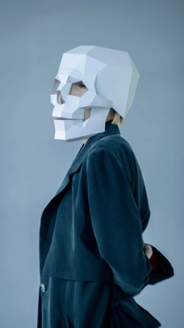 Skull Mask DIY, Papercraft Printable Template to create a DIY Low poly 3D accessory for a Halloween Skeleton costume, Skull Helmet