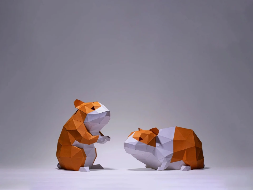 Hamsters Paper Craft, Digital Template, Origami, PDF Download DIY, Low Poly, Trophy, Sculpture, Hamsters Model Hamsters Paper Craft, Digital Template, Origami, PDF Download DIY, Low Poly, Trophy, Sculpture, Hamsters Model