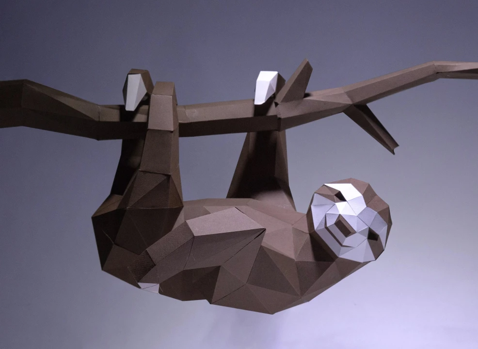Sloth Model, Sloth Paper Craft, Sloth Digital Template, Sloth Low Poly, DIY, Sloth Sculpture