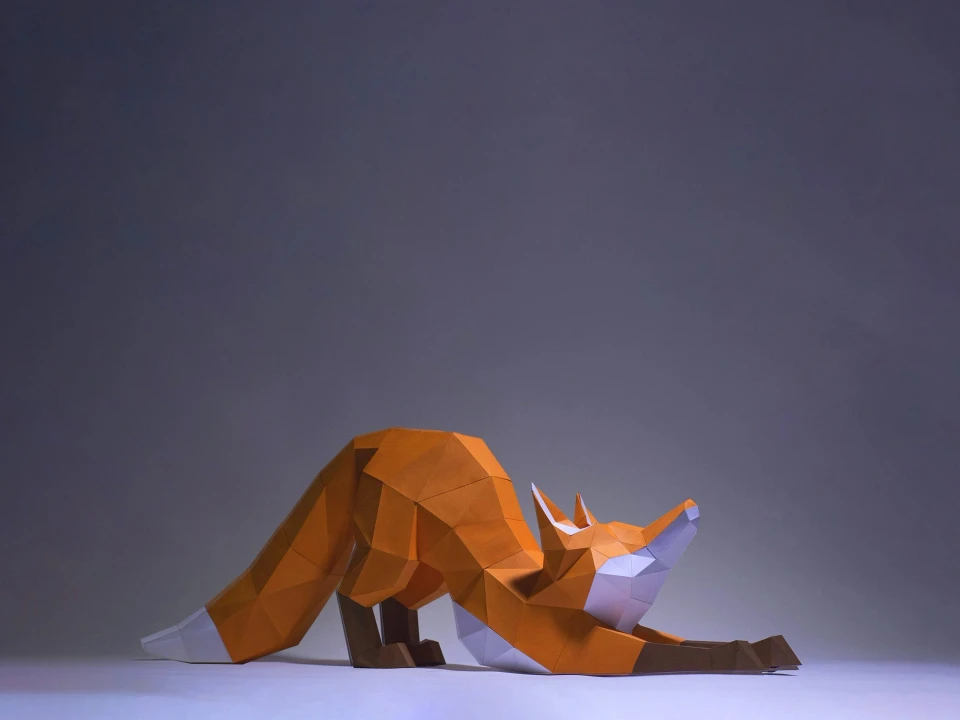 Fox Stretching Paper Craft, Digital Template, Origami, PDF Download DIY, Low Poly, Trophy, Sculpture, Fox Stretching Model Fox Stretching Paper Craft, Digital Template, Origami, PDF Download DIY, Low Poly, Trophy, Sculpture, Fox Stretching Model