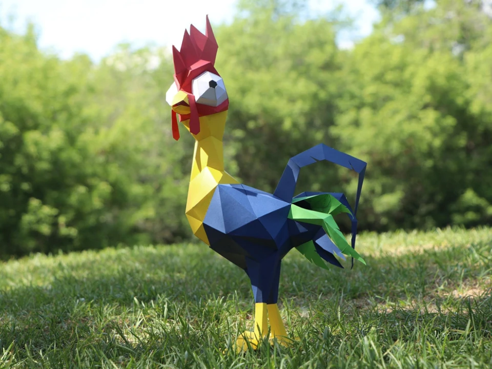 Rooster Cartoon, Template For Assembling PDF, Low poly, Polygonal Paper Craft Rooster Cartoon, Template For Assembling PDF, Low poly, Polygonal Paper Craft