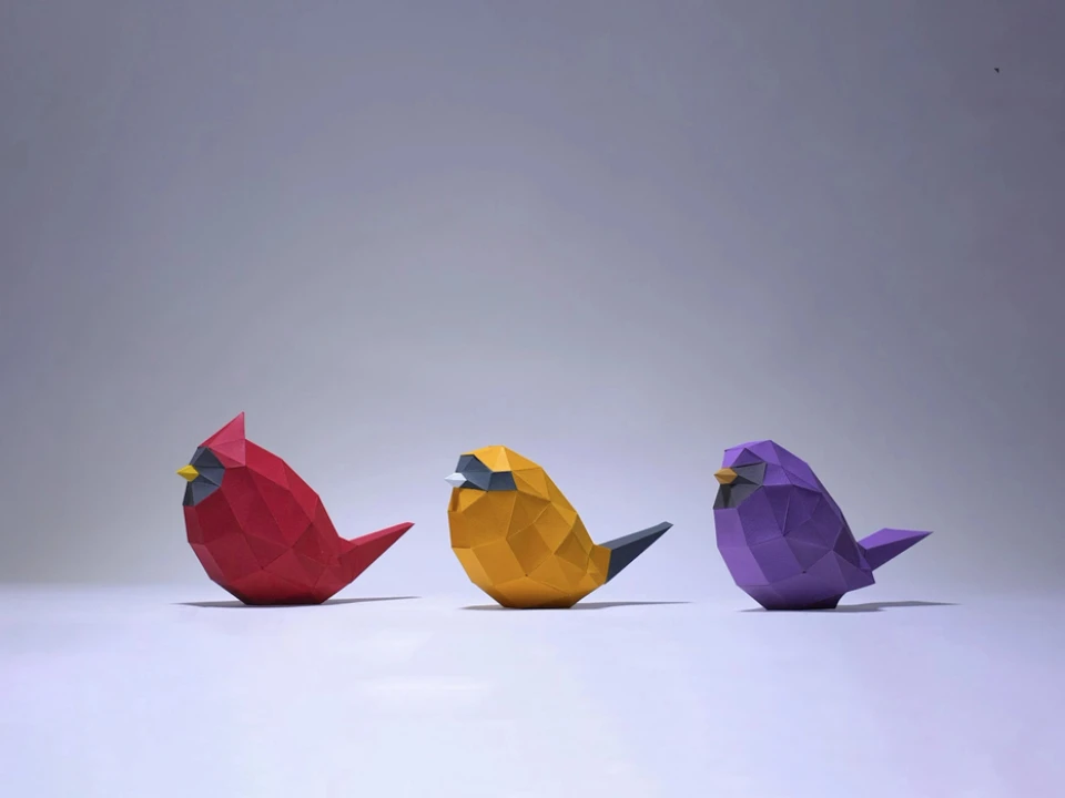Minimal Birds, How to make 3D paper craft, Make your own Bird 3D Papercraft, diy gift paper model, PDF template kit, 3d Origami Bird decor Minimal Birds, How to make 3D paper craft, Make your own Bird 3D Papercraft, diy gift paper model, PDF template kit, 3d Origami Bird decor