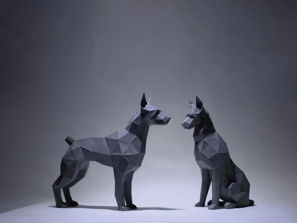 Doberman Stand & Sit Papercraft, Dog low poly, papercraft, papercraft 3d, PDF, gift, low poly papercraft, papercraft pdf, diy papercraft Doberman Stand & Sit Papercraft, Dog low poly, papercraft, papercraft 3d, PDF, gift, low poly papercraft, papercraft pdf, diy papercraft