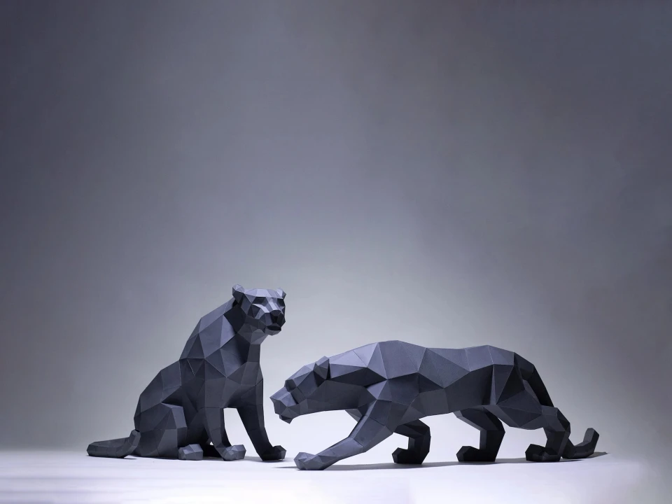 Black Panther Walk Model & Sit Model, Leopard, Papercraft decor, Home decor, Gift, Papercraft 3D, low poly, origami 3D, papercraft template Black Panther Walk Model & Sit Model, Leopard, Papercraft decor, Home decor, Gift, Papercraft 3D, low poly, origami 3D, papercraft template