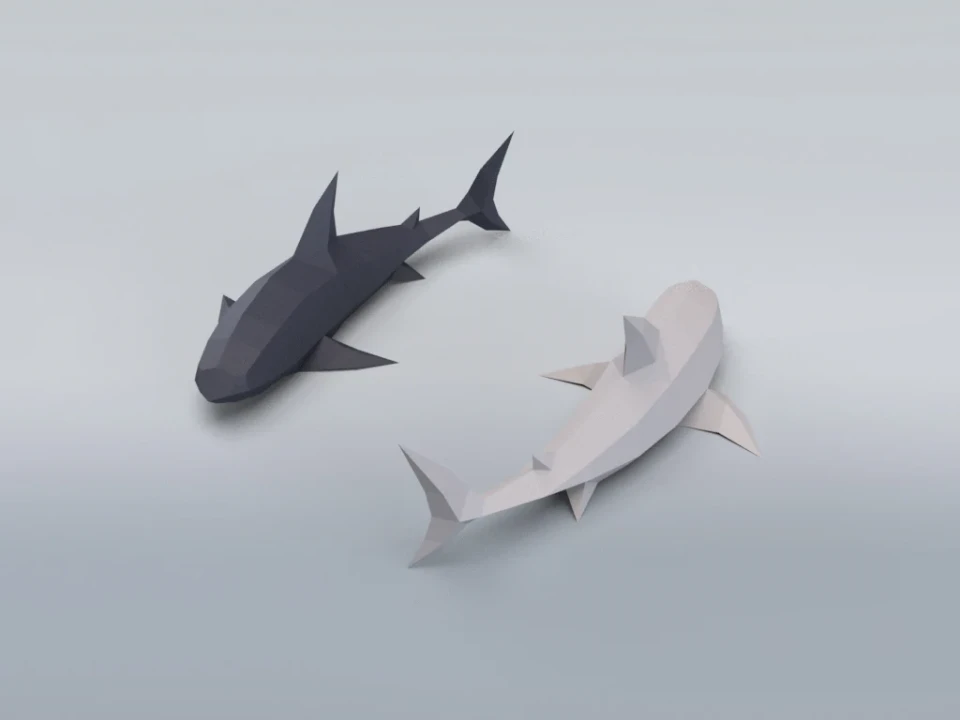 Shark 3D Low poly Papercraft, DIY, PDF