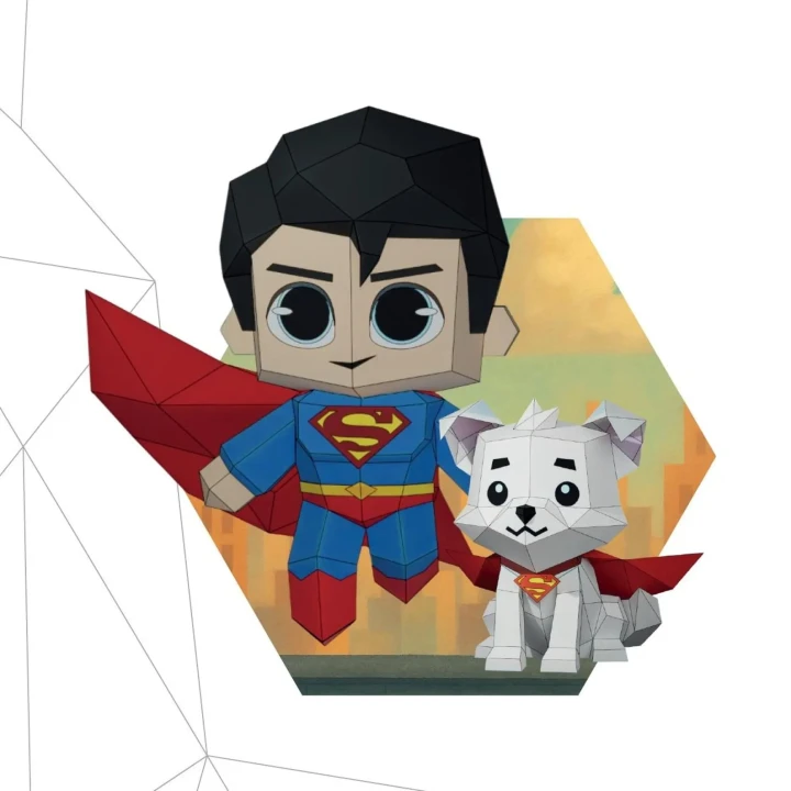 Miniature Hero & Canine Companion – 3D Papercraft | PDF | Low Poly DIY Decor | Kids Model | Paper Sculpture