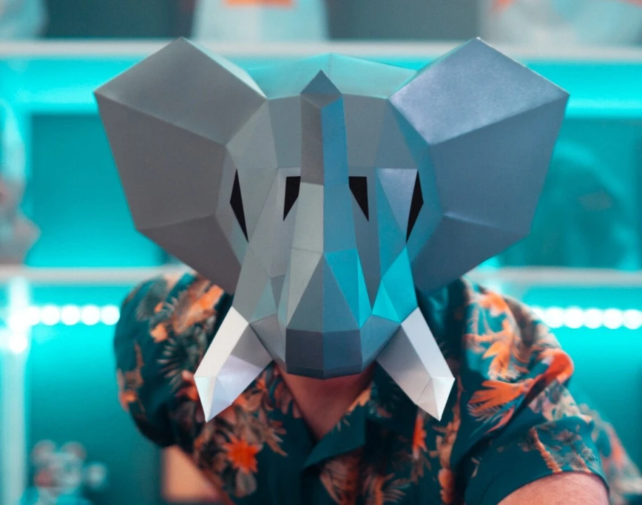 Elephant Mask | DIY Paper Mask, Printable Template, Papercraft, 3D Mask, Polygon, Low Poly, Geometric, Costume, Pattern, PDF Download
