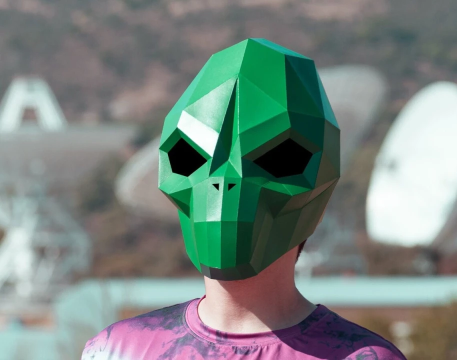 Alien Mask | DIY Paper Mask, Printable Template, Papercraft, 3D Mask, Polygon, Low Poly, Geometric, Costume, Pattern, PDF Download
