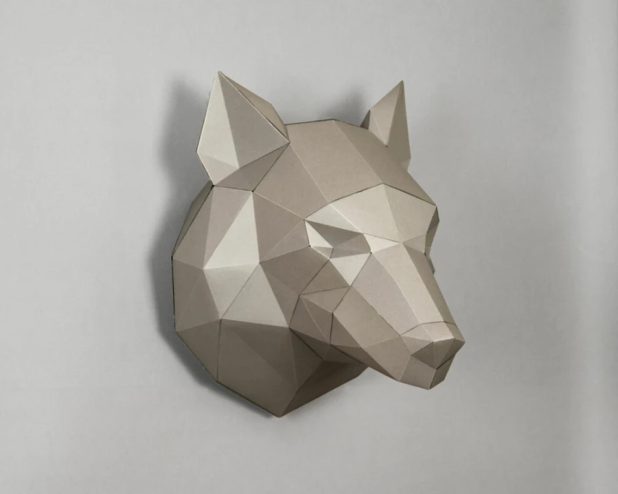 Wolf paper craft wall art: PDF Template. 3d Papercraft Low Poly DIY 3d Model.