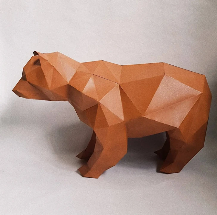Bear 3D Decor Low poly Papercraft, DIY, PDF