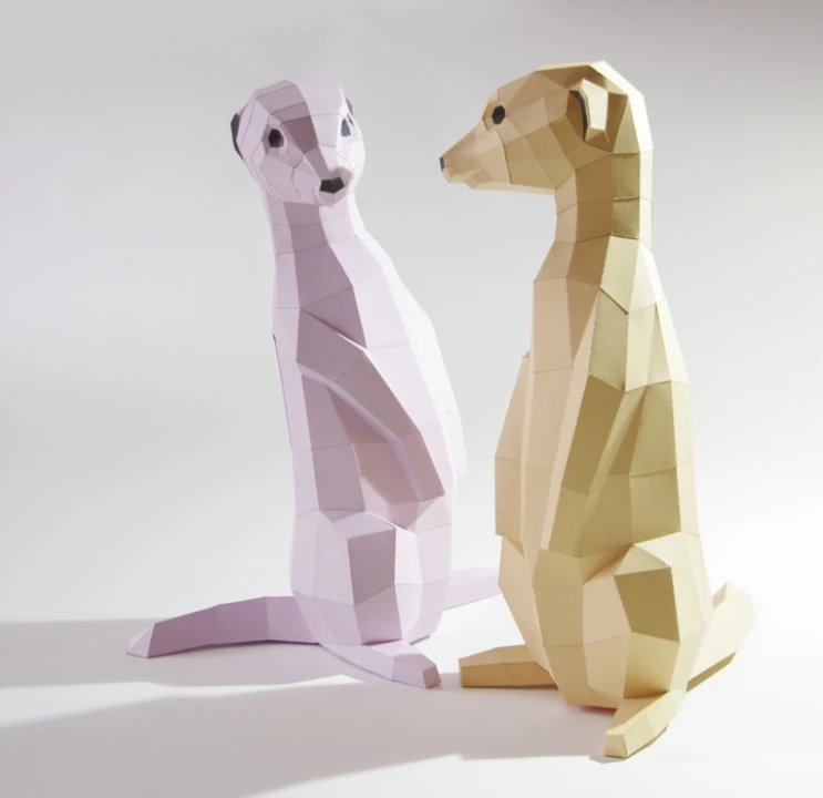Meerkat 3D Decor Low poly Papercraft, DIY, PDF