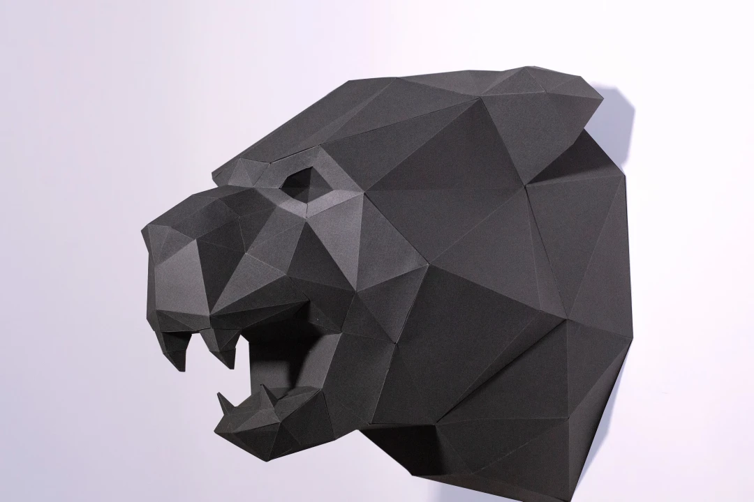 Black Panther Head Wall Paper Craft, Digital Template, Origami, PDF Download DIY, Low Poly, Wall Decor