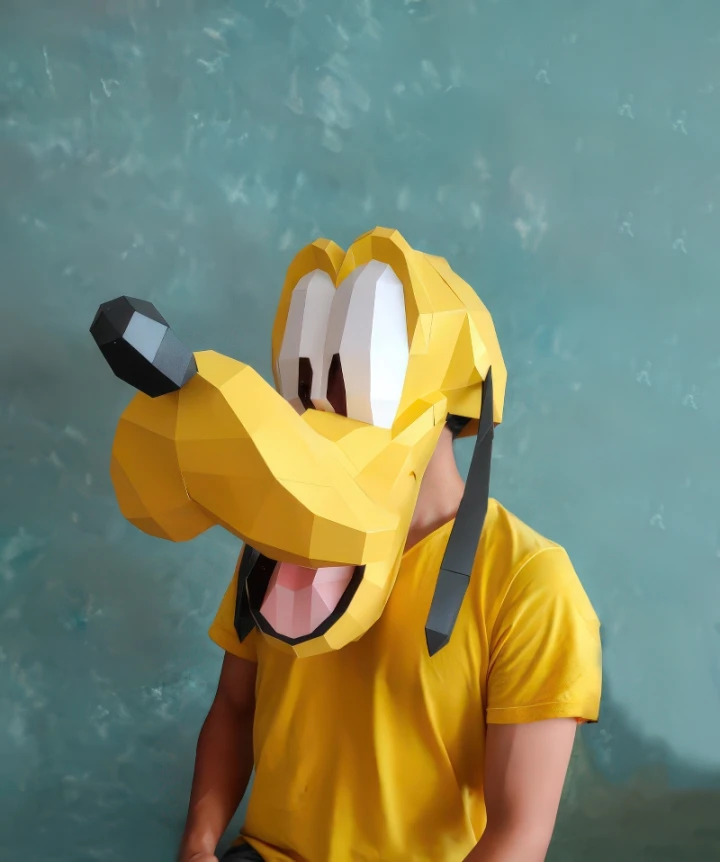 PLUTO Mask DIY, Lowpoly Papercraft