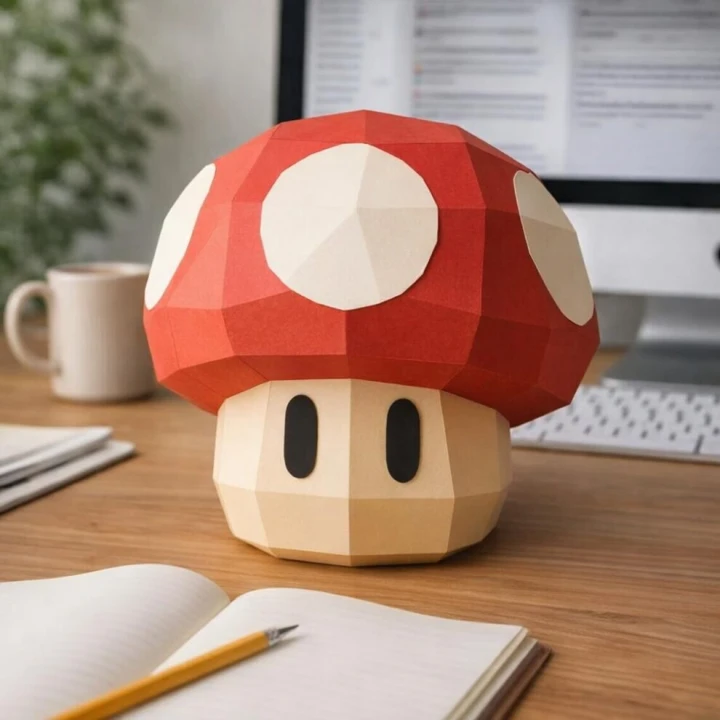 Mario Mushroom 3D Decor Low poly Papercraft, DIY, PDF