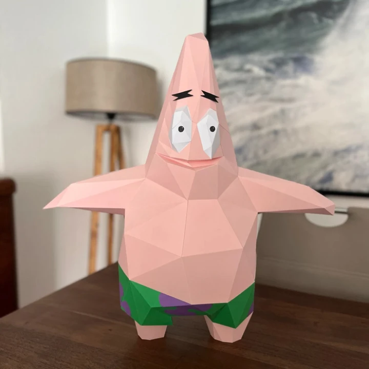 Patrick Star 3D Decor Low poly Papercraft, DIY SpongeBob, PDF