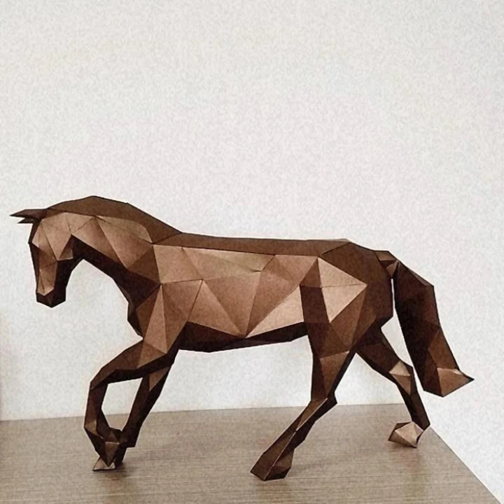 Horse 3D Decor Low poly Papercraft, DIY, PDF Horse 3D Decor Low poly Papercraft, DIY, PDF