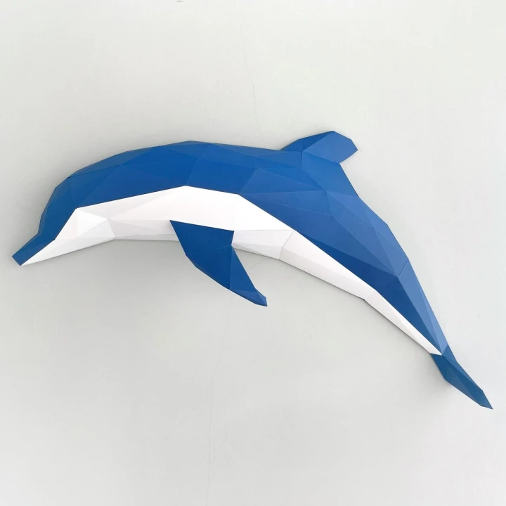 Dolphin 3D Wall Decor Low poly Papercraft, DIY, PDF