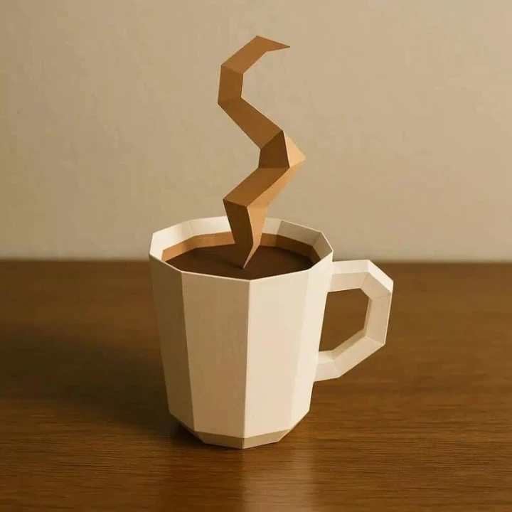 Coffee 3D Decor Low poly Papercraft, DIY, PDF