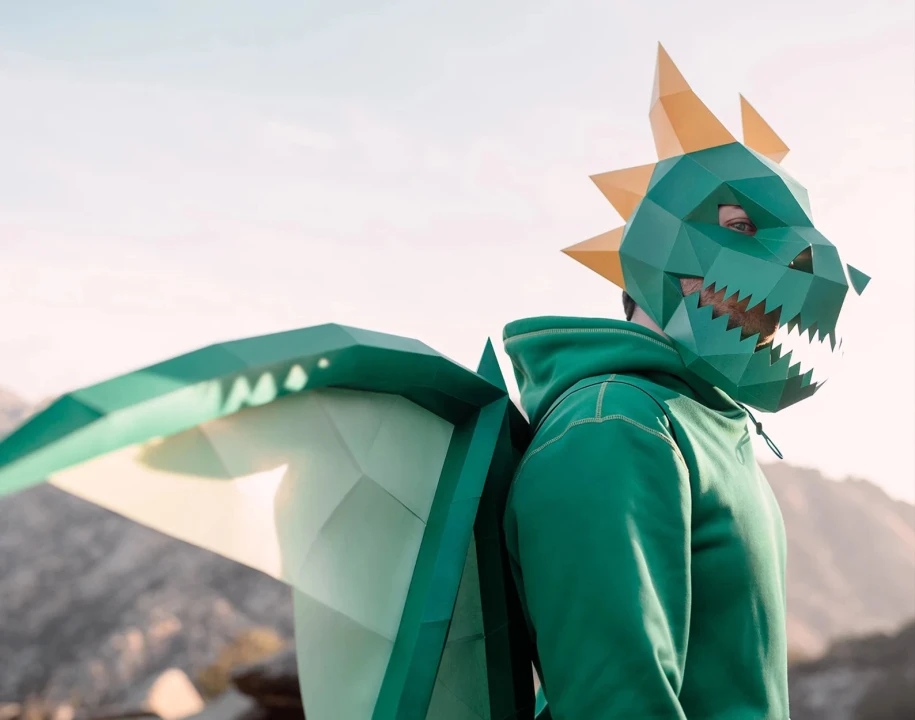 Dragon Wings | DIY Paper Wings, Printable Template, Papercraft, 3D Mask, Polygon, Low Poly, Geometric, Costume, Pattern, PDF Download