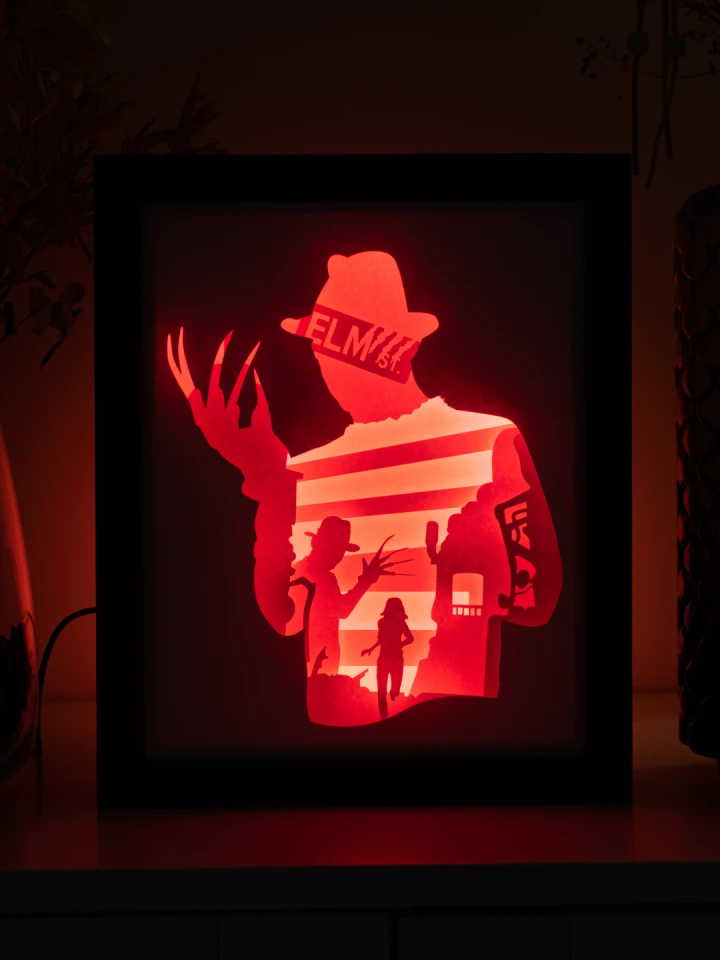 A Nightmare on Elm Street DIY Layered 3D Lightbox Papercut Template | Digital Lightbox Art for Home Decor, Shadow Box SVG PDF
