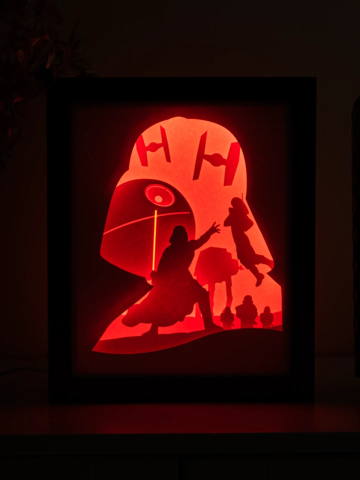 Star Wars Darth Vader DIY Layered 3D Lightbox Papercut Template | Digital Lightbox Art for Home Decor, Shadow Box SVG PDF