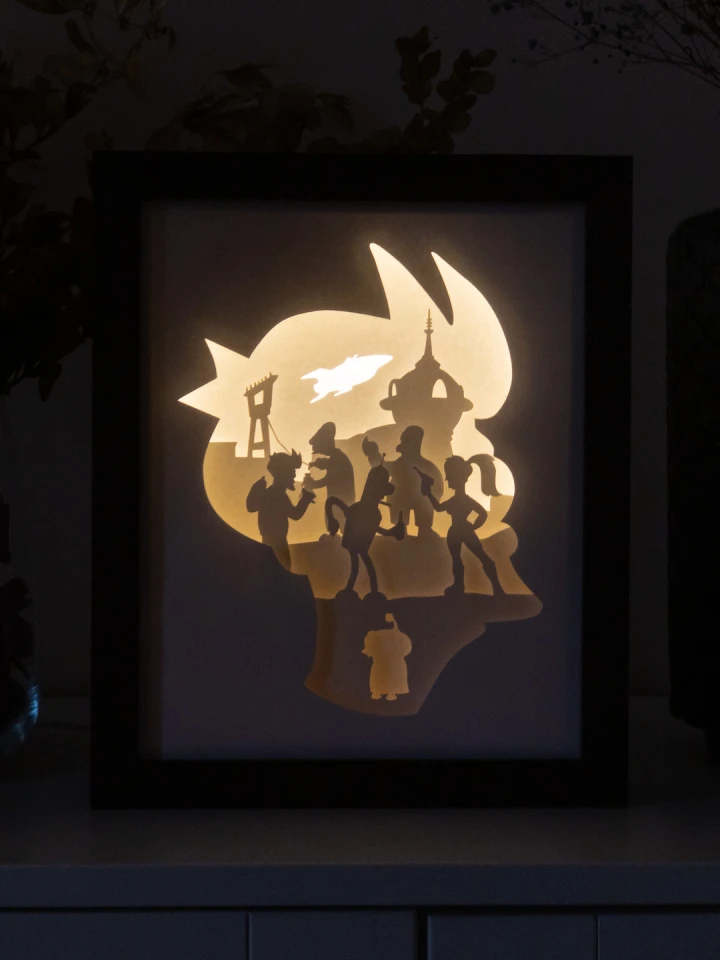 Futurama DIY Layered 3D Lightbox Papercut Template | Digital Lightbox Art for Home Decor, Shadow Box SVG PDF