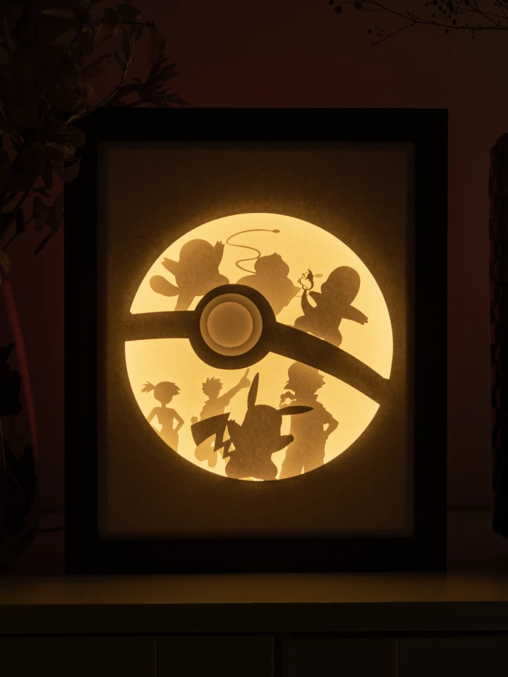 Pokemon DIY Layered 3D Lightbox Papercut Template | Digital Lightbox Art for Home Decor, Shadow Box SVG PDF