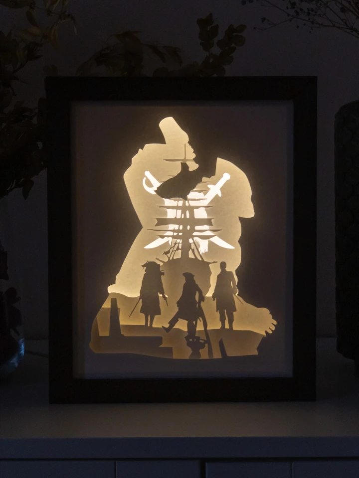 Pirates of the Caribbean DIY Layered 3D Lightbox Papercut Template | Digital Lightbox Art for Home Decor, Shadow Box SVG PDF