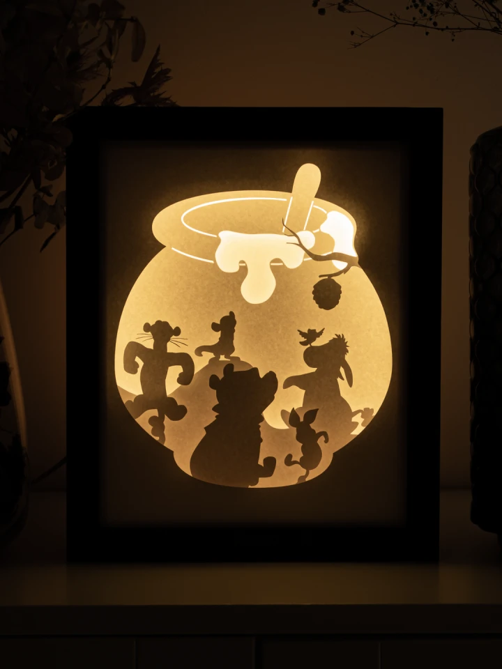 Winnie the Pooh DIY Layered 3D Lightbox Papercut Template | Digital Lightbox Art for Home Decor, Shadow Box SVG PDF
