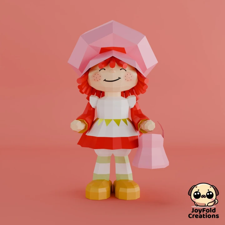 JoyFold Doll Strawberry Shortcake 1990 Papercraft/Template PDF/Low Poly/Papercraft/ 3D Art/ Origami/Party/Home Decor