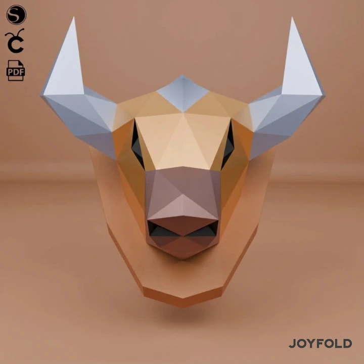 JoyFold Doll Taurus Wall Papercraft/Template PDF/Low Poly/Papercraft/ 3D Art/ Origami/Party/Home Decor