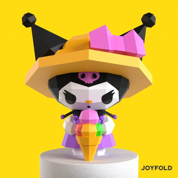 JoyFold Doll Kuromi Ice Cream Papercraft/Template PDF/Low Poly/Papercraft/ 3D Art/ Origami/Party/Home Decor