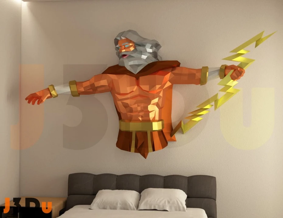 Zeus wall Papercraft PDF Template For office, Room, Decor, DIY gift for friends, family, Low poly Paper, Paper Craft 3D kit by J3Du