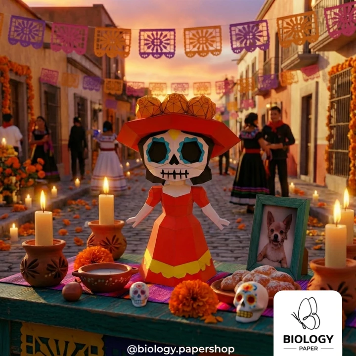 Catrina Alebrije Low Poly Papercraft Template Pepakura PDF DIY Handmade