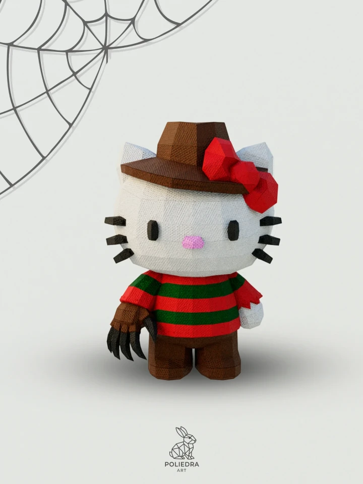 Hello Kitty Freddy Krueger Costume Low Poly Papercraft