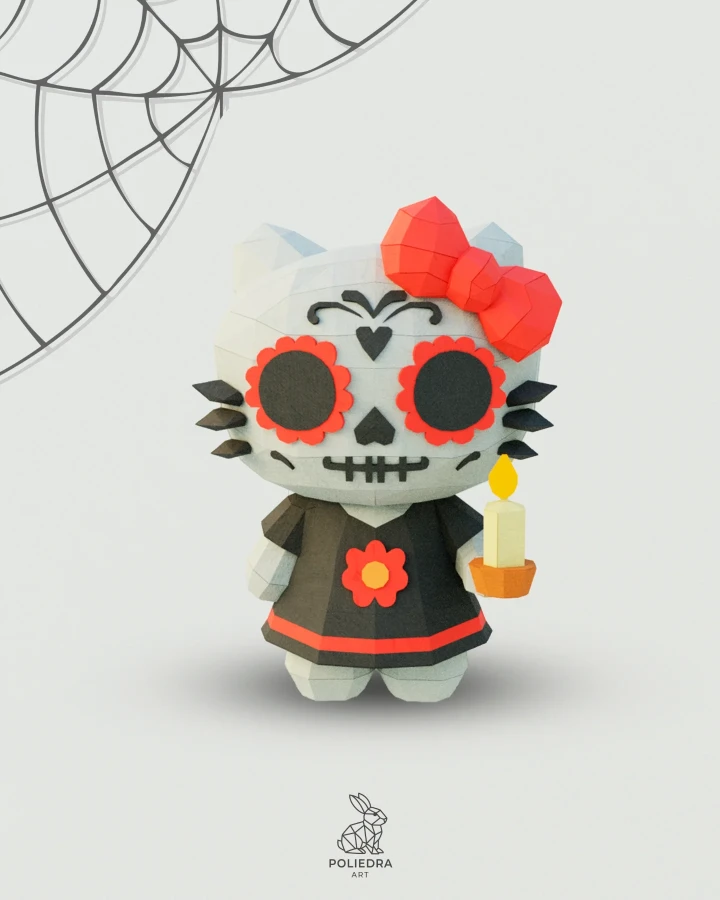 Hello Kitty Catrina Costume Low Poly Papercraft