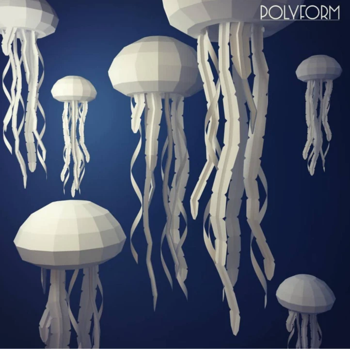 Jelly Fish DIY Low Poly Animal Papercraft PDF template