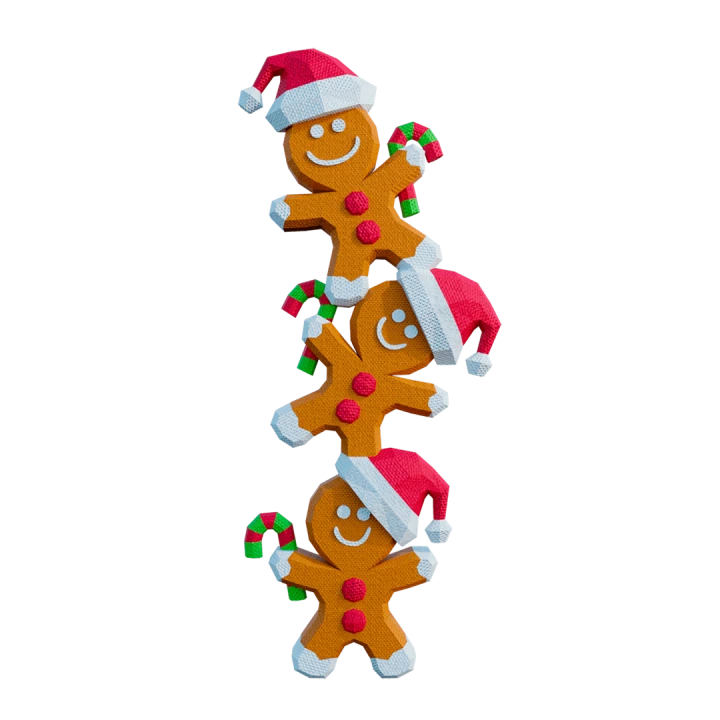 Gingerbread Cookies Low Poly Papercraft