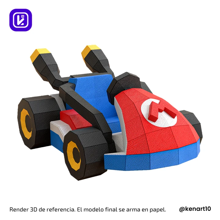 Mini Kart, Super Mario Papercraft Low Poly 3d DIY Kenart10
