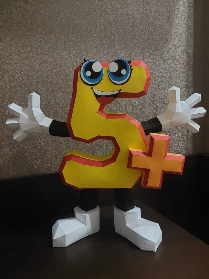 Five with Plus Papercraft Template - Low Poly, Pepakura PDF, DIY Handmade, Home Decoration, Creative Gifts