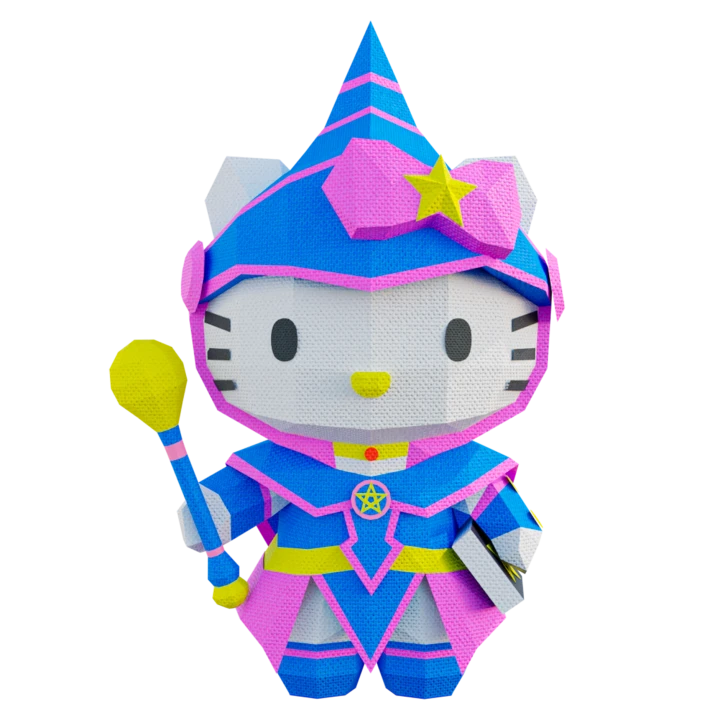 Hello Kitty, Dark Mage Low Poly Papercraft