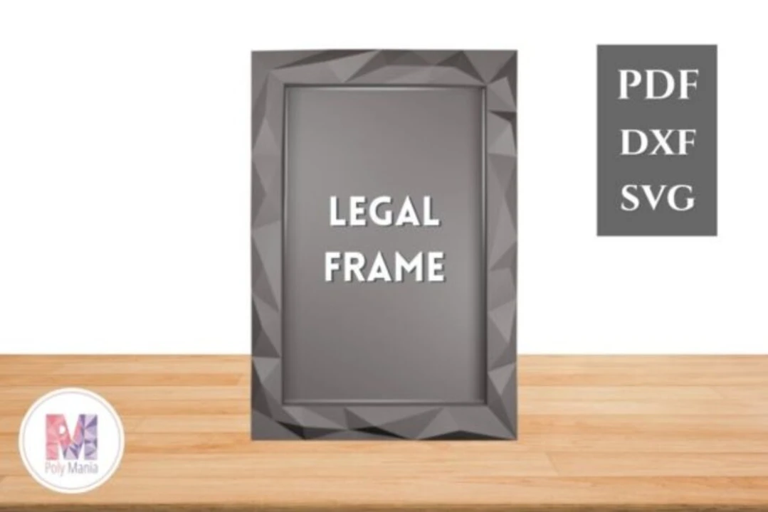 3D Legal Size Papercraft Frame – Low Poly DIY Wall Art (pdf, svg, dxf)