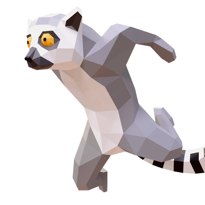 Hidden Lemur Papercraft, Lowpoly Papercraft, Fovea - Papercraft - Nonitt