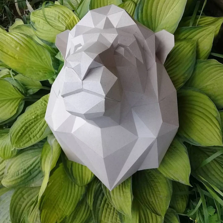 Lion Trophy Papercraft Template - Low Poly, Pepakura PDF, DIY Handmade, Home Decoration, Creative Gifts Lion Trophy Papercraft Template - Low Poly, Pepakura PDF, DIY Handmade, Home Decoration, Creative Gifts