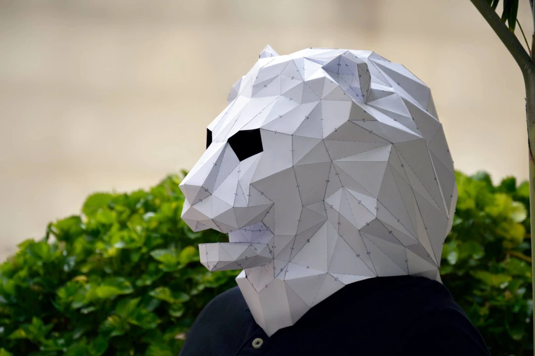 Lion Mask Papercraft, DIY, Low-poly Papercraft