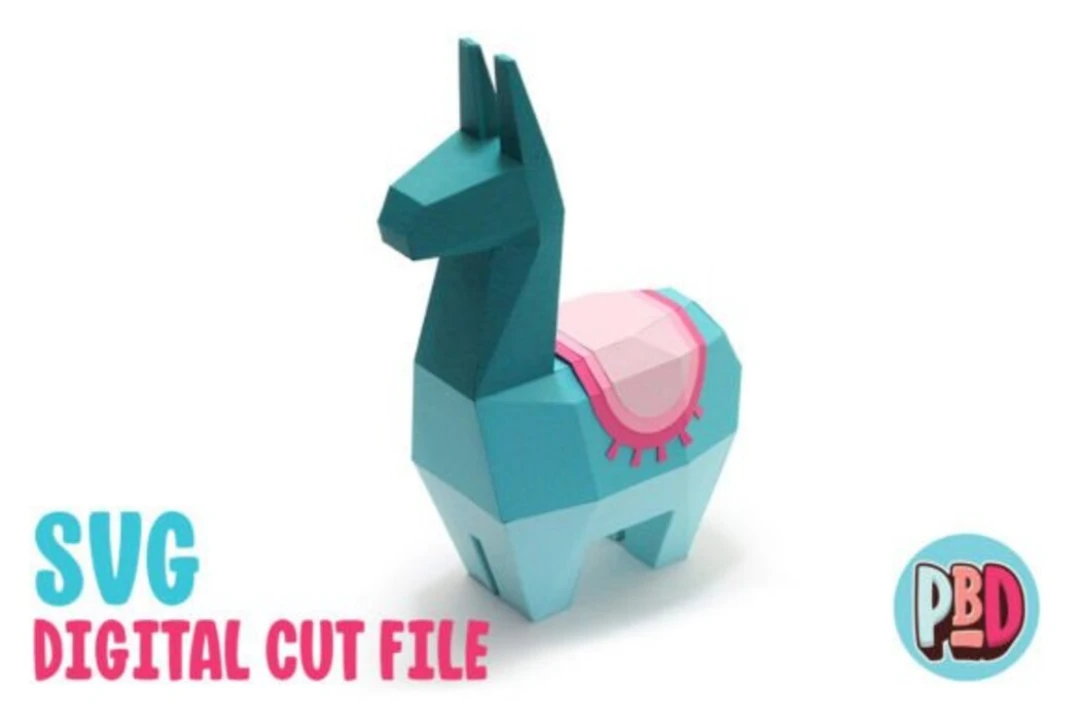 Llama 3D Papercraft SVG